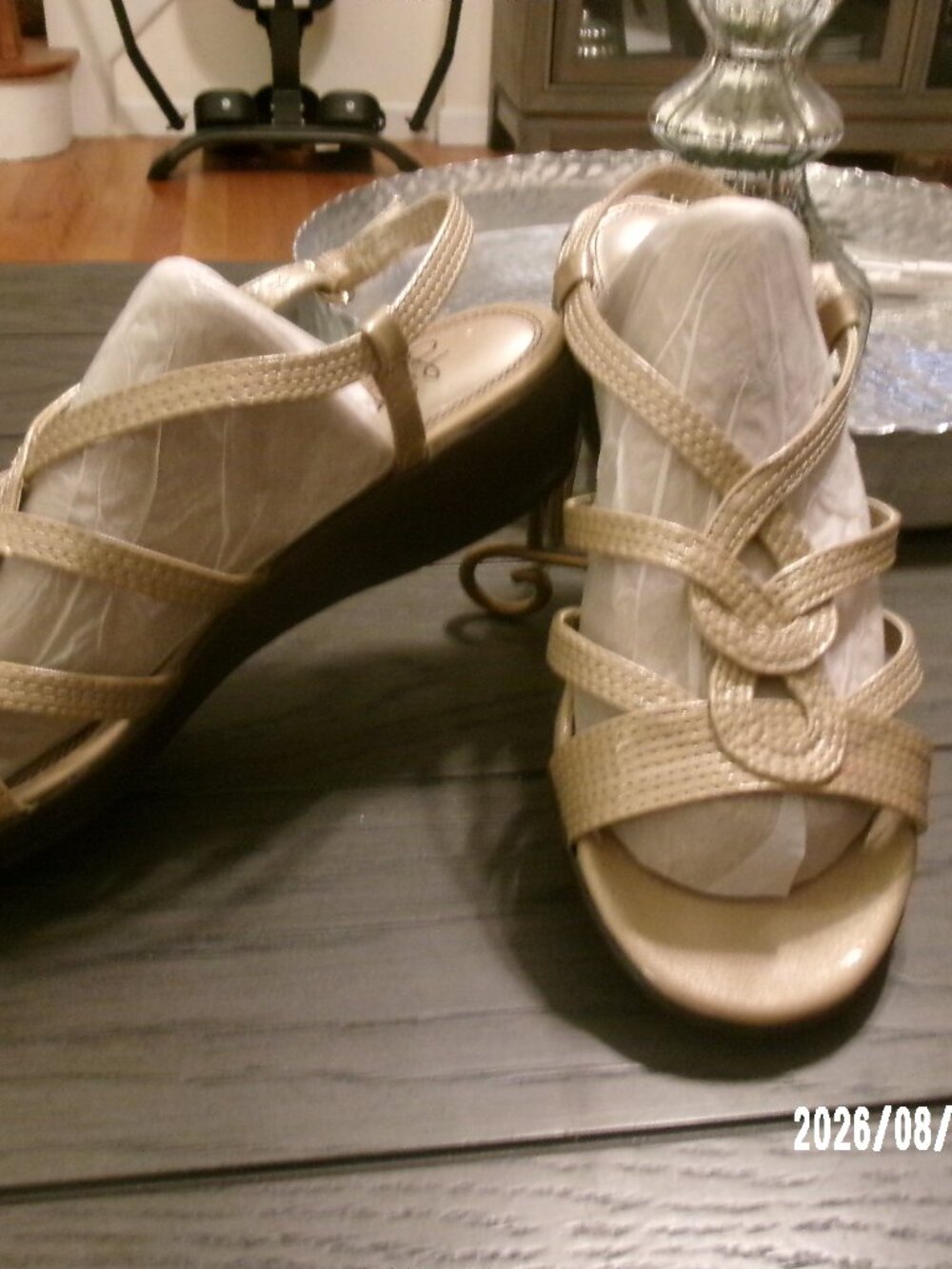 LifeStride Bypass Taupe Beige Strappy Slingback Comfort Sandals Womens 7.5M EUC